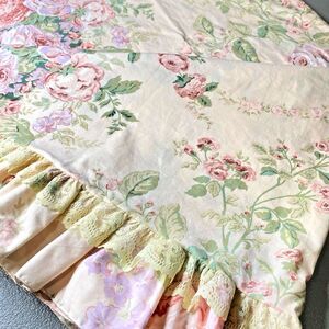 Springmaid Yardley II Percale Flat Sheet Vintage Floral Lace Pink Green Double